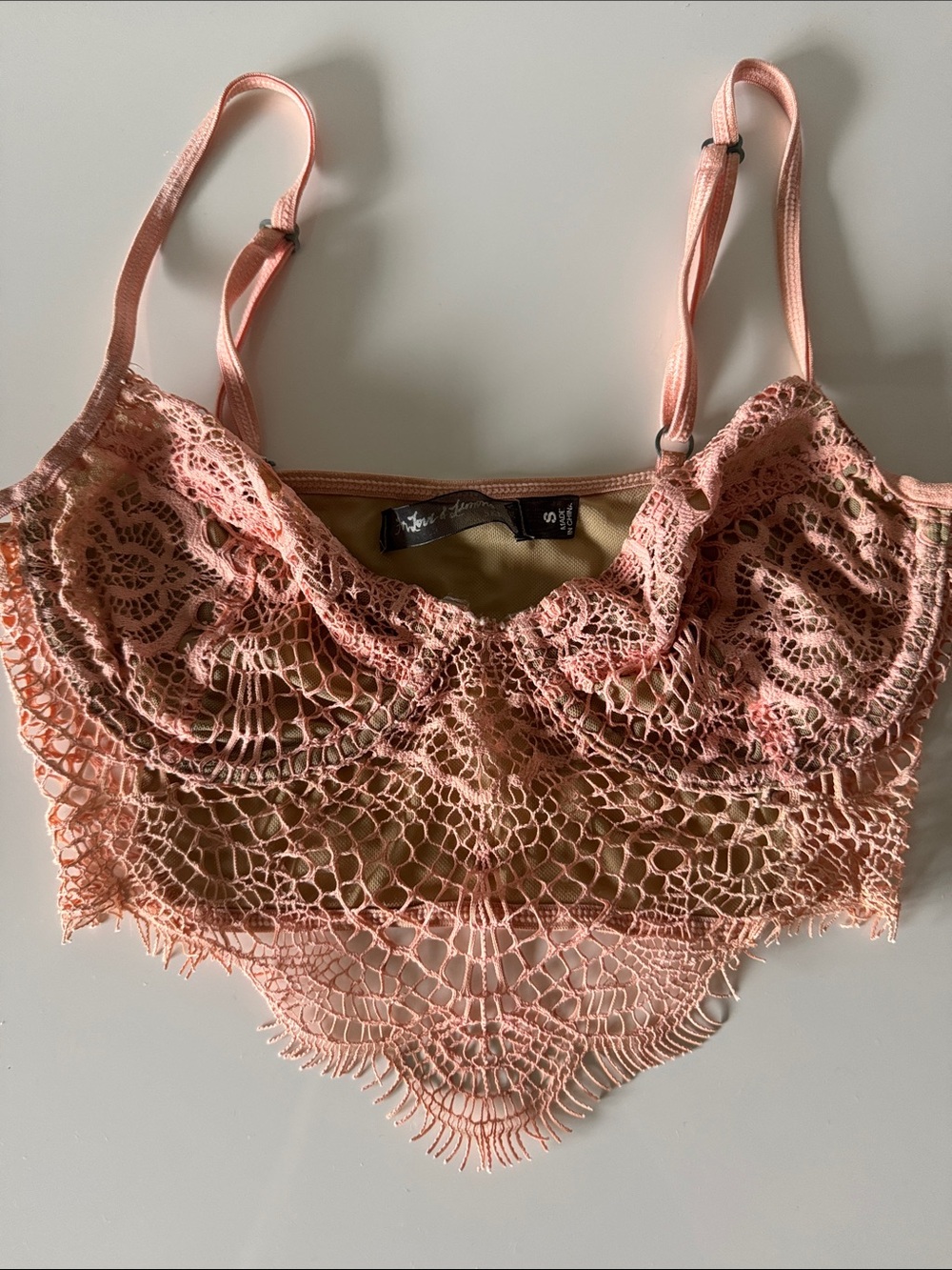 For Love And Lemons Peach Lace Bralette